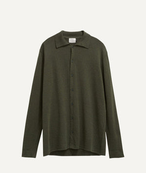 The Linen Cotton Knit Shirt - Military Green / XL