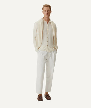 The Linen Cotton Knit Shirt - Milk White / L