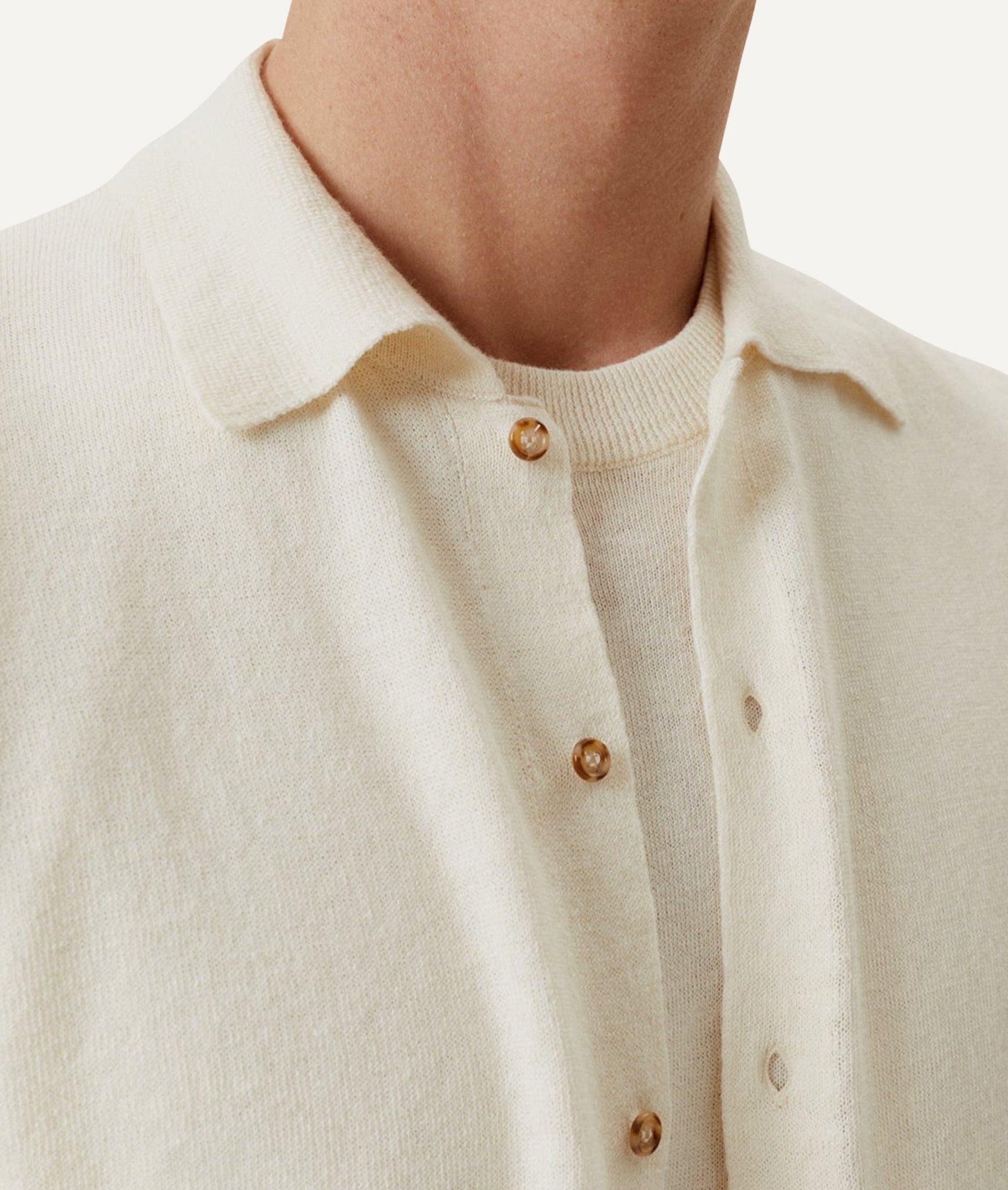 The Linen Cotton Knit Shirt - Milk White / L