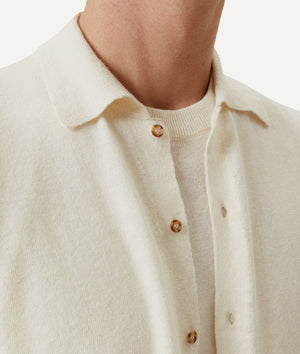 The Linen Cotton Knit Shirt - Milk White / L