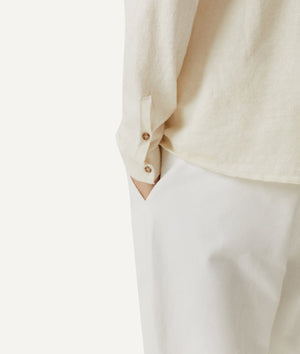 The Linen Cotton Knit Shirt - Milk White / L