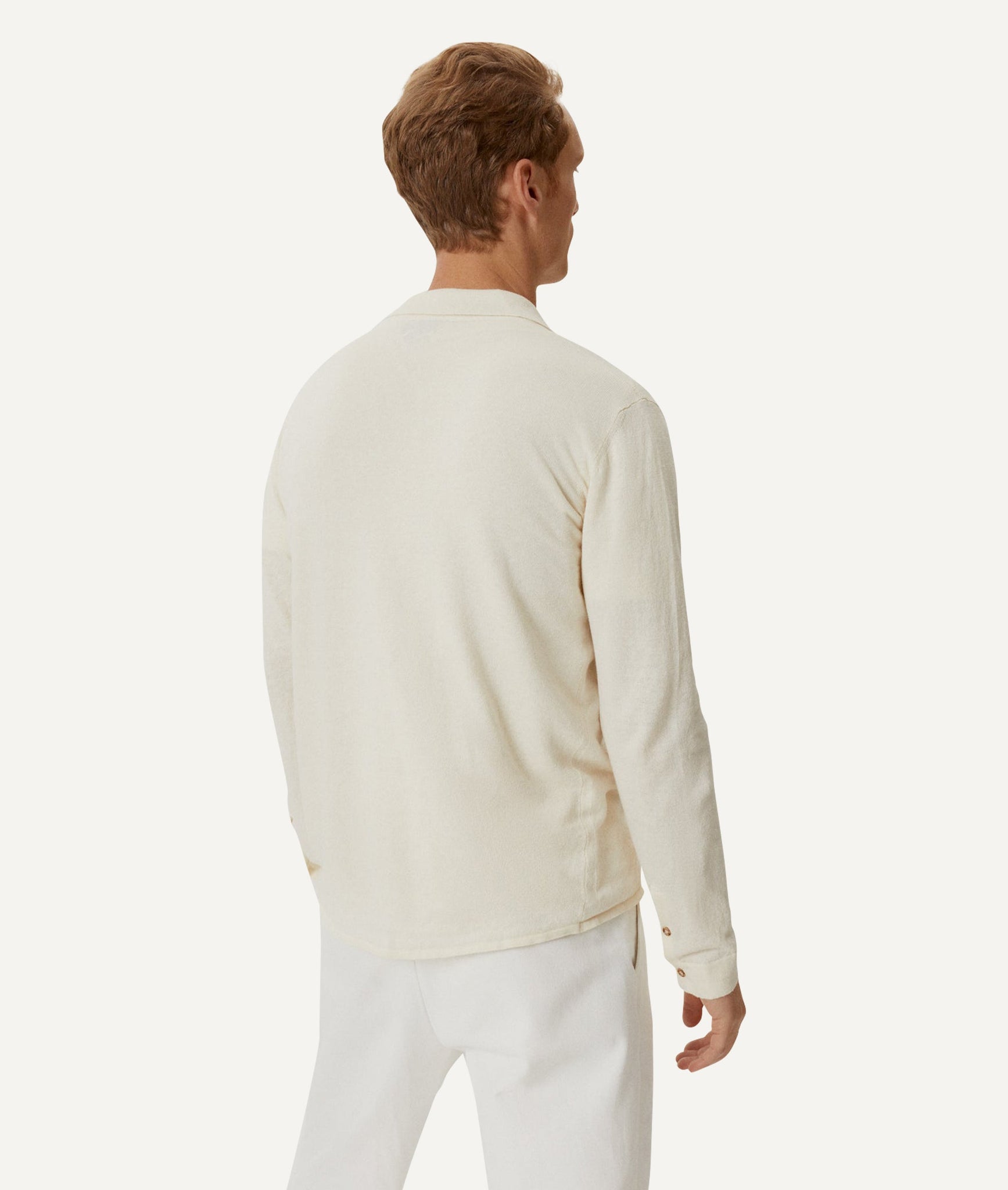 The Linen Cotton Knit Shirt - Milk White / L