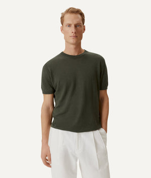 The Linen Cotton Knit T-Shirt - Black / L