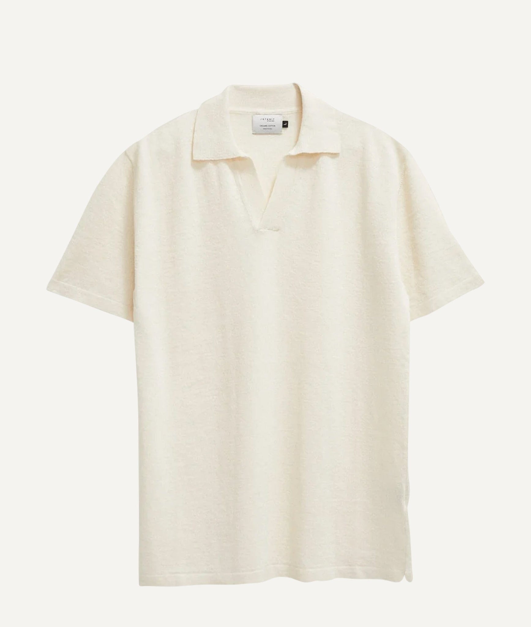 The Linen Cotton Short Sleeve Polo - Milk White / L - Milk White / XL