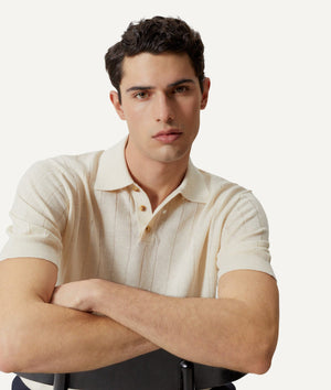 The Linen Cotton Vintage Polo - Milk White / S