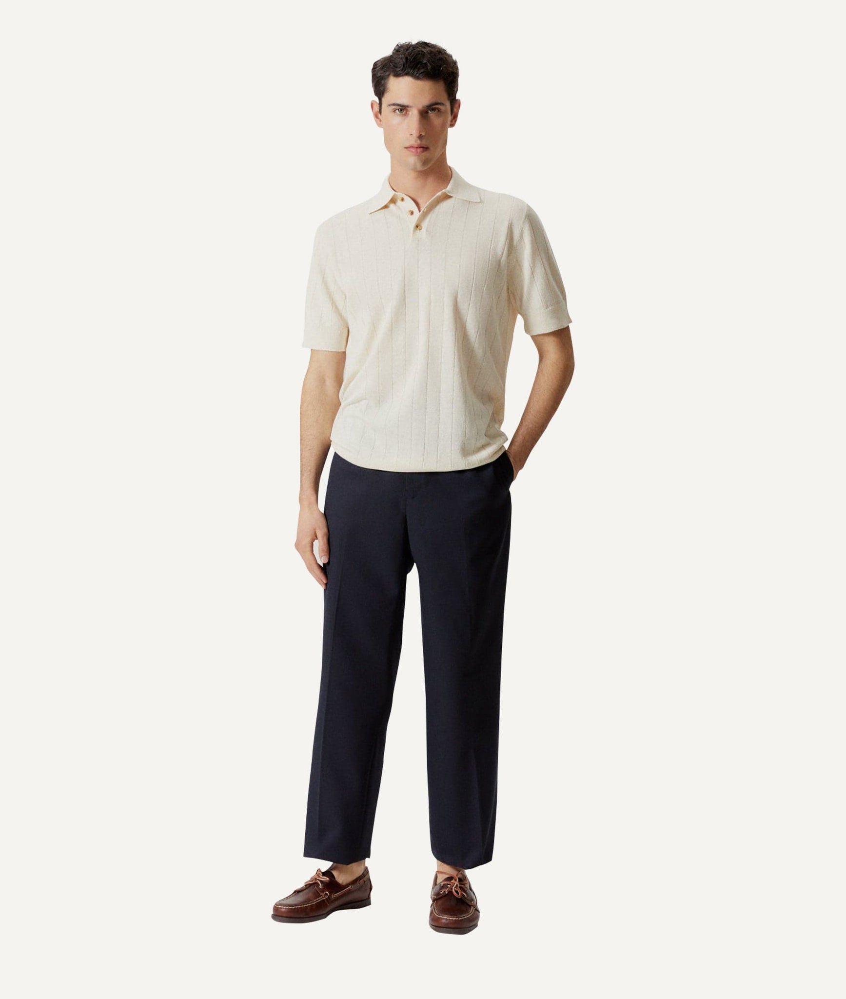 The Linen Cotton Vintage Polo - Milk White / S