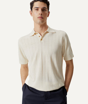 The Linen Cotton Vintage Polo - Milk White / S