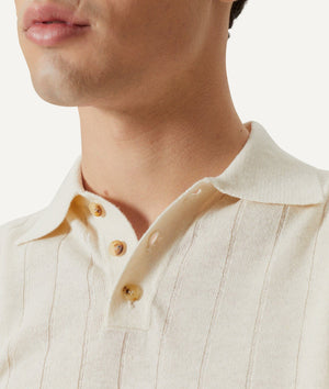 The Linen Cotton Vintage Polo - Milk White / S