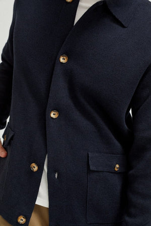 the linen cotton jacket blue navy