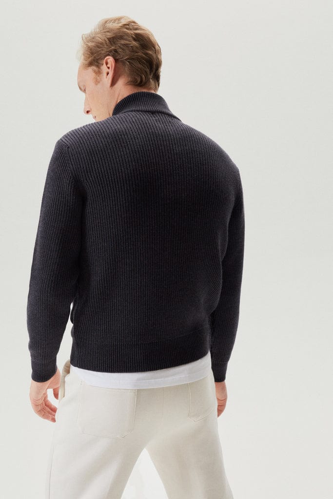 Anthracite  | The Merino Wool Zipped Cardigan