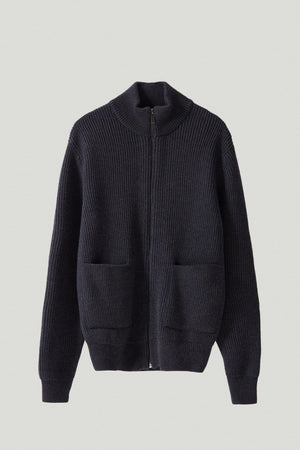 Anthracite  | The Merino Wool Zipped Cardigan