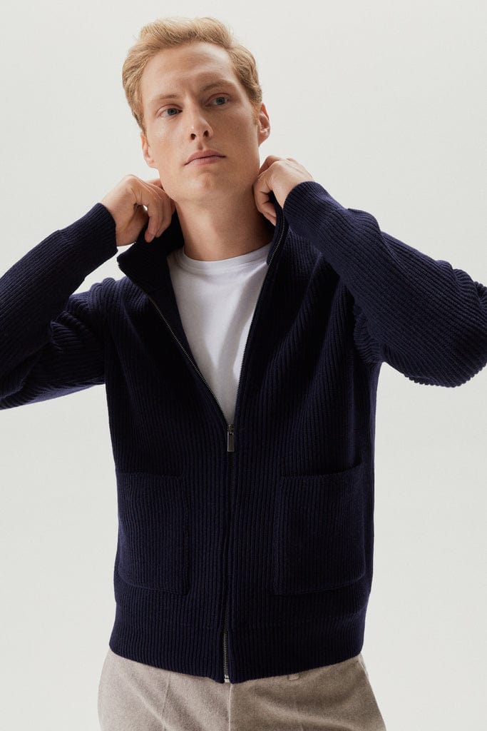 Oxford Blue | The Merino Wool Zipped Cardigan