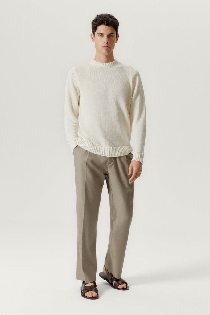 the pure linen crewneck sweater linen white