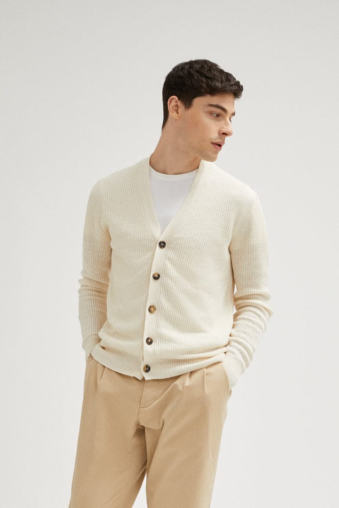 Milk White | The Ribbed Linen Cotton Cardigan