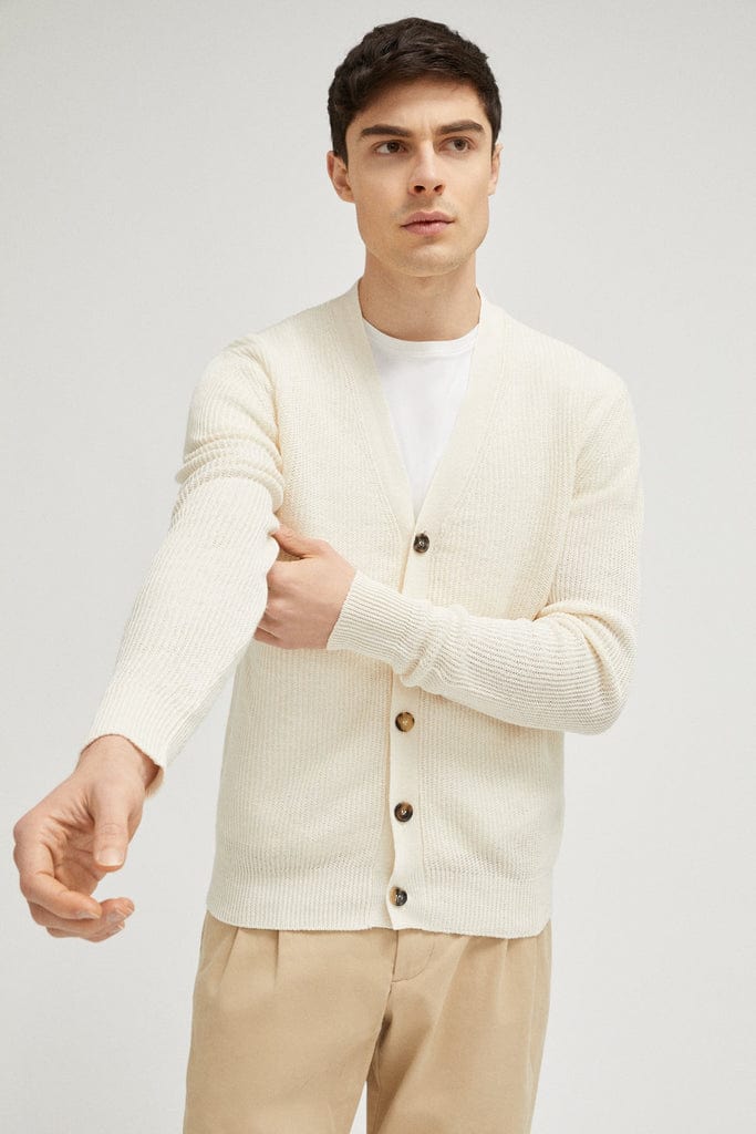 Milk White | The Ribbed Linen Cotton Cardigan