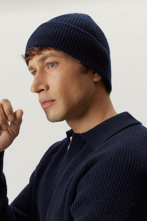 Blue Navy | The Woolen Ribbed Beanie
