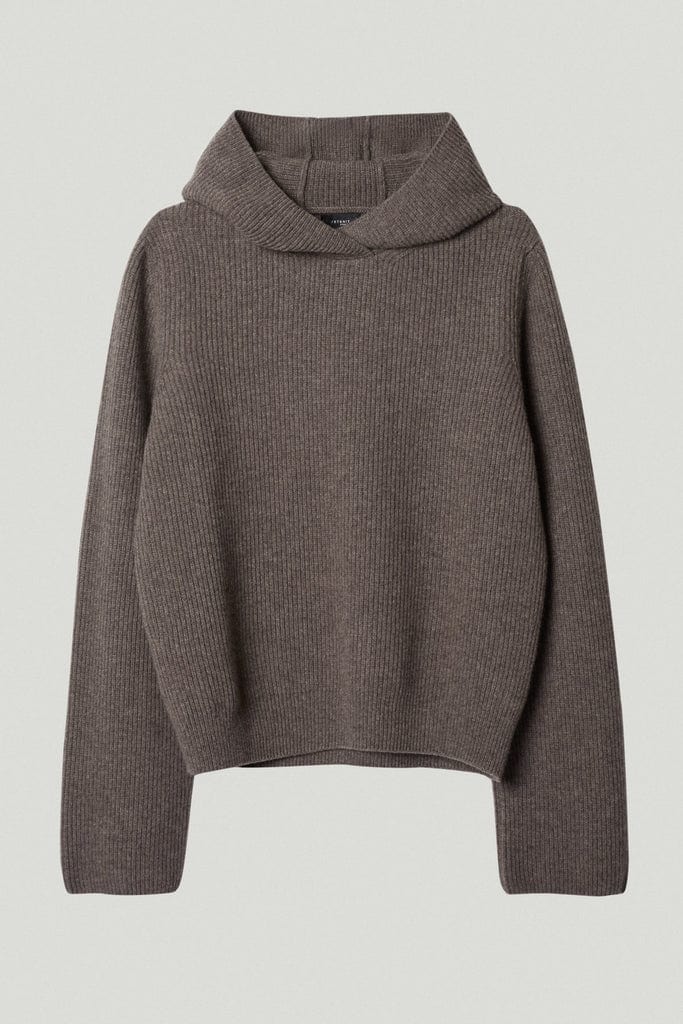 the woolen ribbed hoodie w taupe