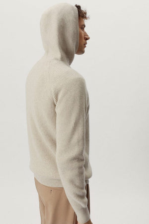 the woolen ribbed hoodie sweater ecru