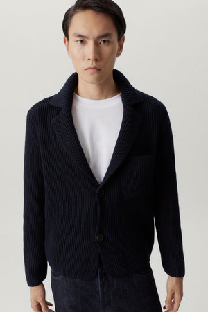 Blue Navy | The Woolen Ribbed Jacket