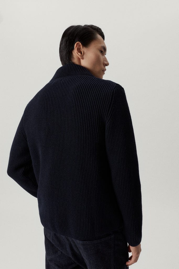 Blue Navy | The Woolen Ribbed Jacket