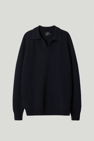 Blue Navy | The Woolen Ribbed Polo