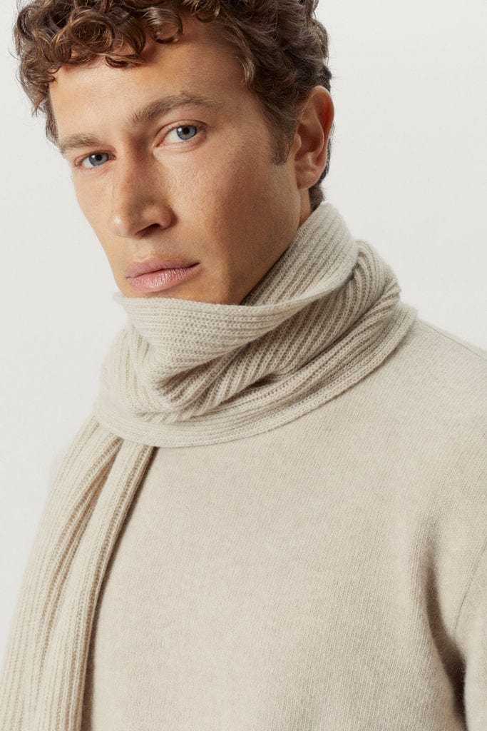 the woolen ribbed scarf ecru
