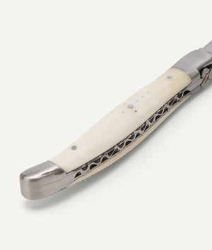 Knife with Cow Bone Handle in Stainless Steel