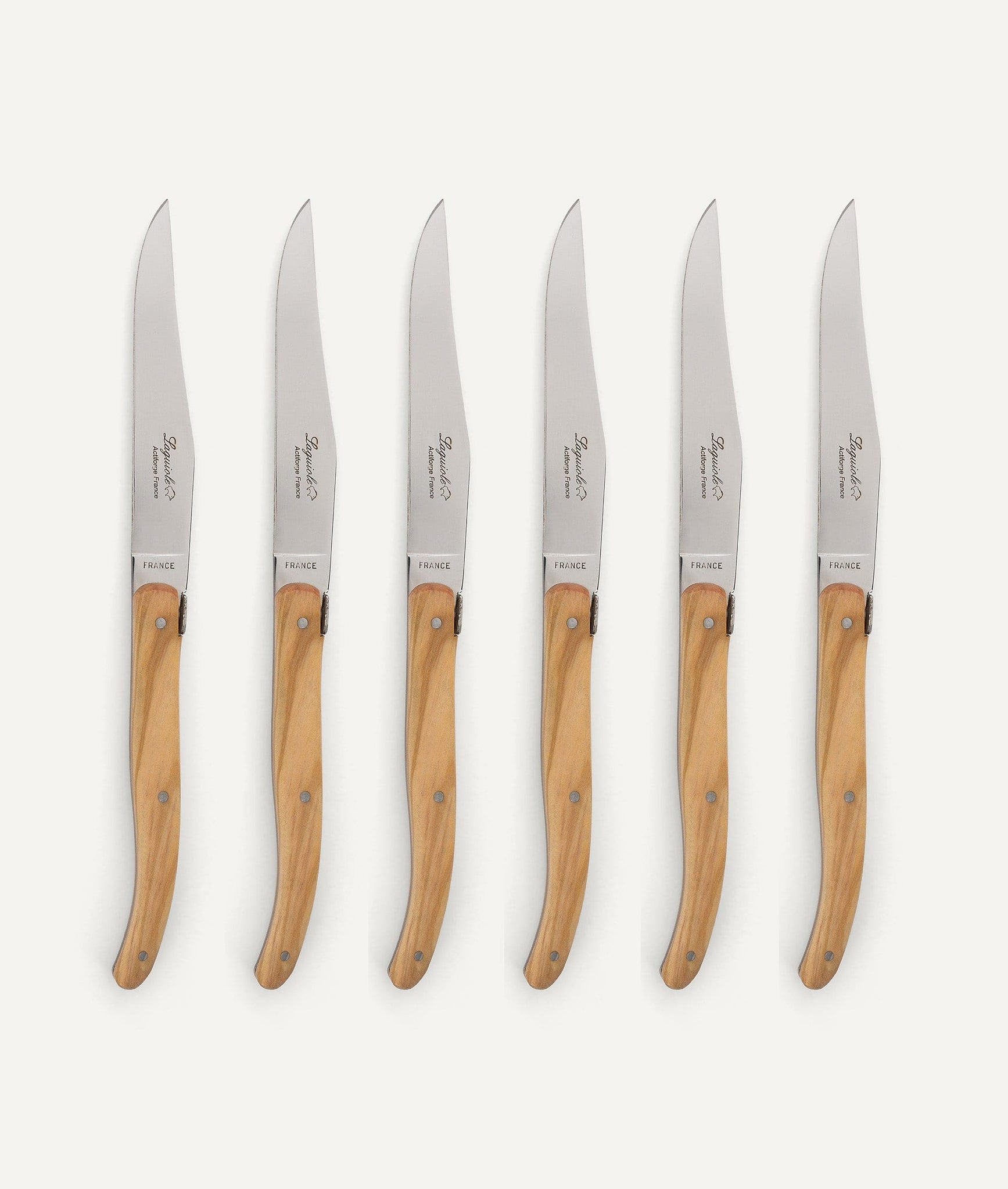 Knife with Olive Wood Handle in Stainless Steel - Set of 6