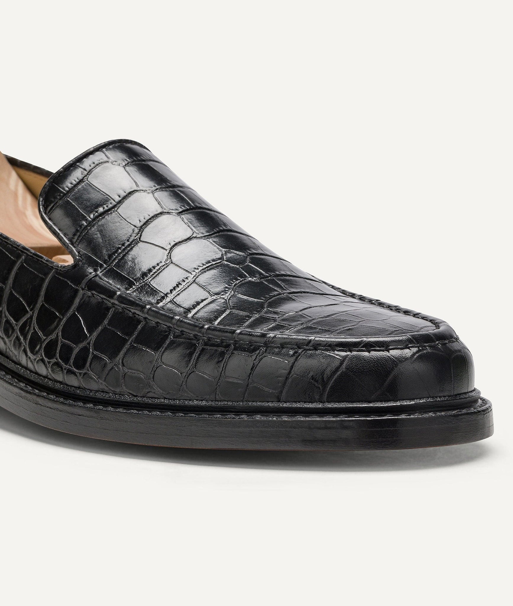 Slipper with Crocodile Pattern in Calf Leather