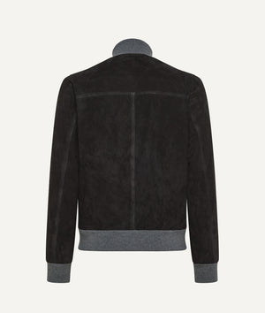 Bomber Jacket in Suede with Cashmere and Wool Lining