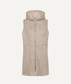 Shearling Sleeveless Coat in Suede