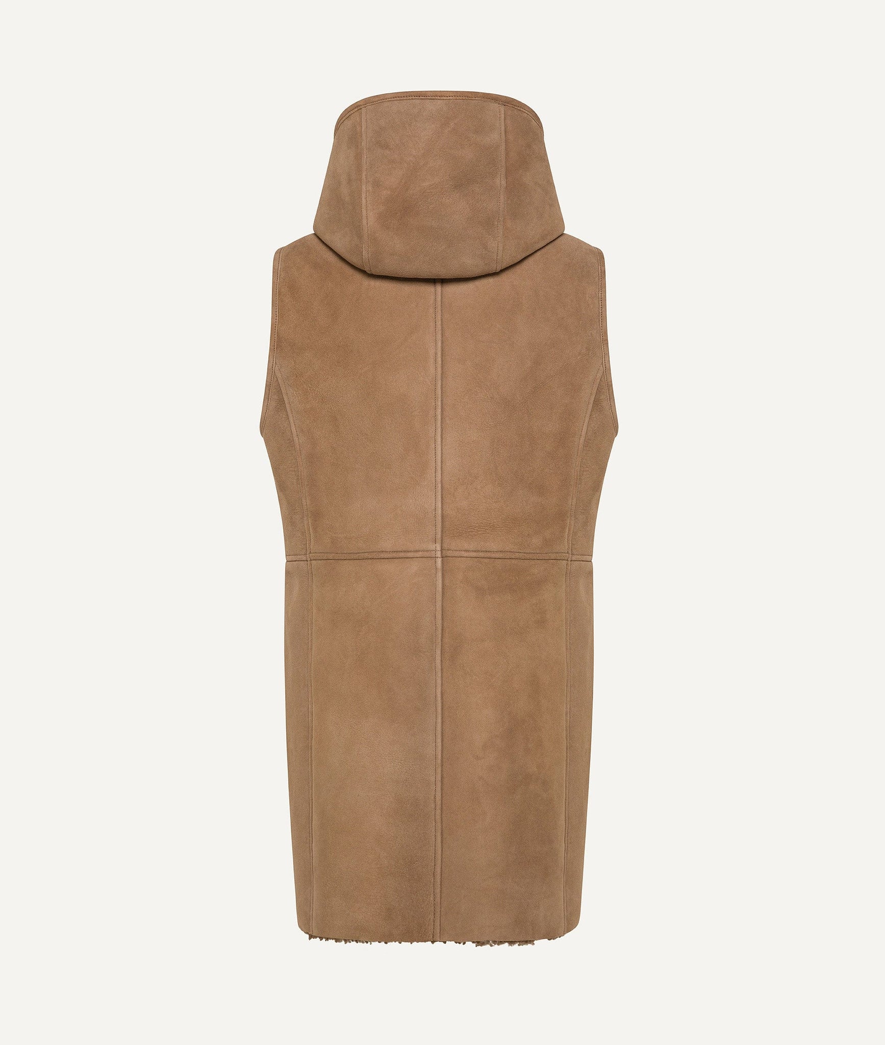 Shearling Sleeveless Coat in Suede