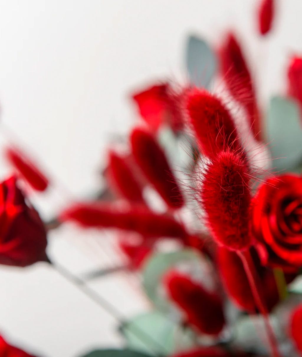 Scarlet Bouquet of Naturally Long-Lasting Flowers