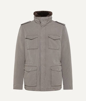 Herno - Jacket in Cotton with Shearling Collar