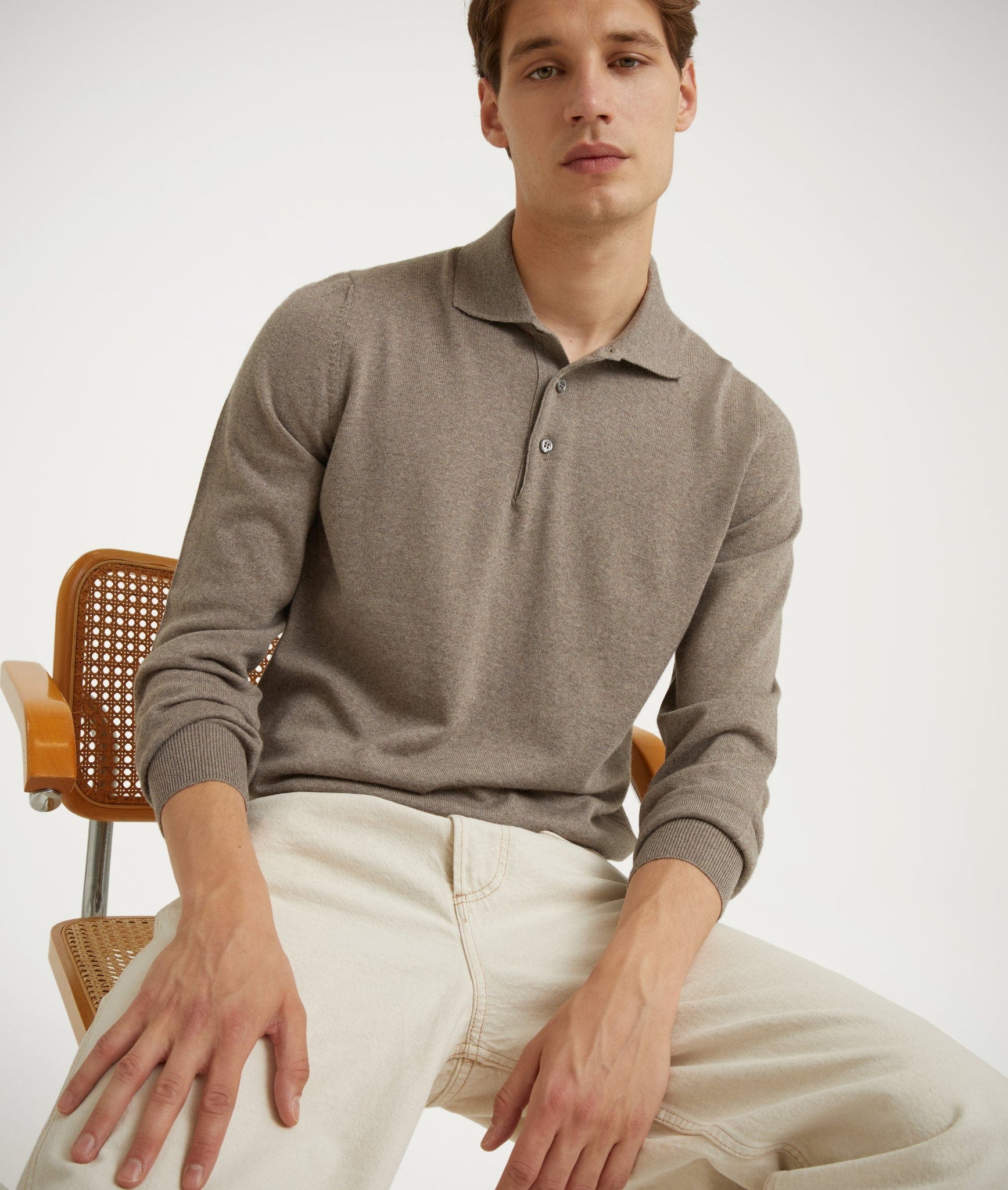 Long Sleeve Polo in Merino Wool