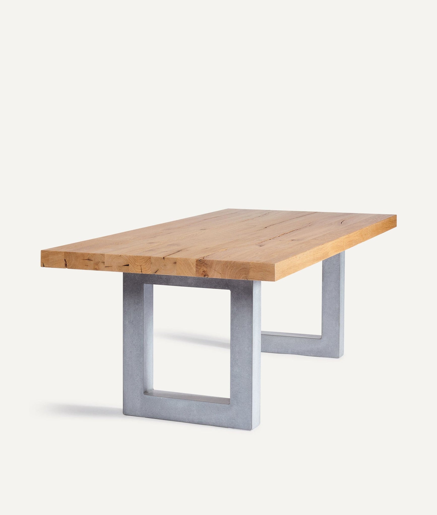 Solid Wood Table in Historic Oak with Concrete Frame