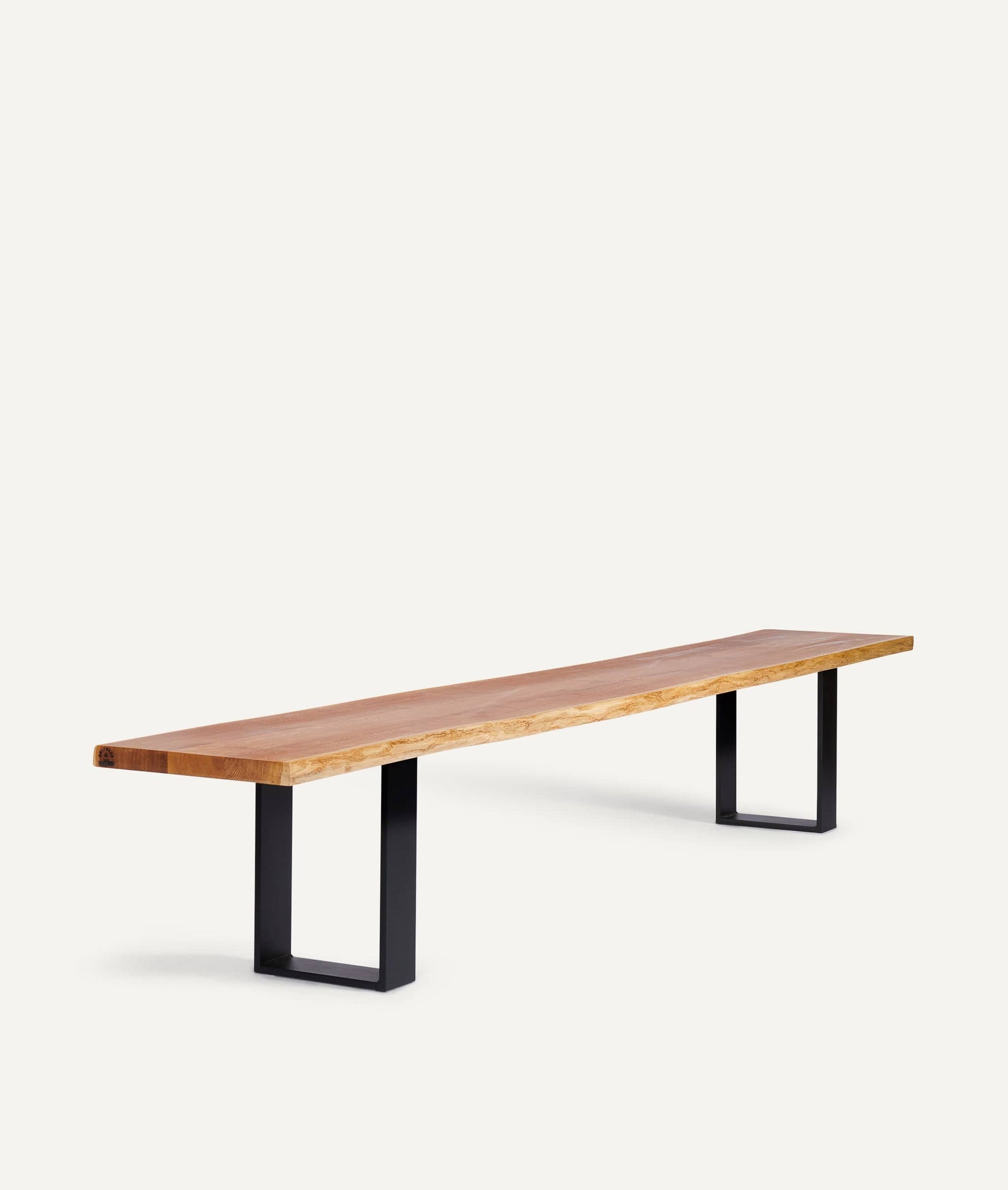 Solid Wood Bench with Metal Frame in Oak