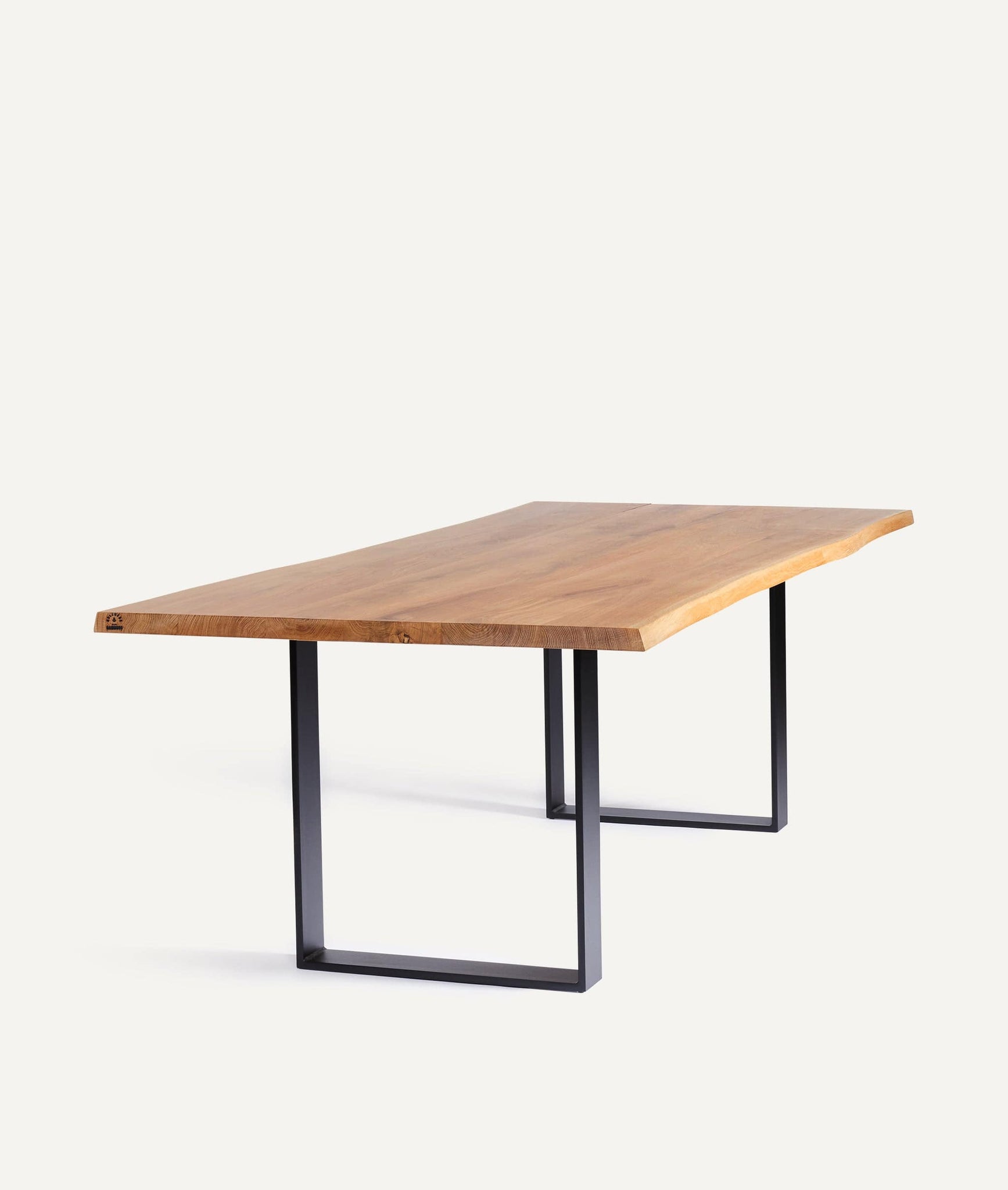 Solid Wood Table in Walnut Wood (natural edge) with Skid Frame