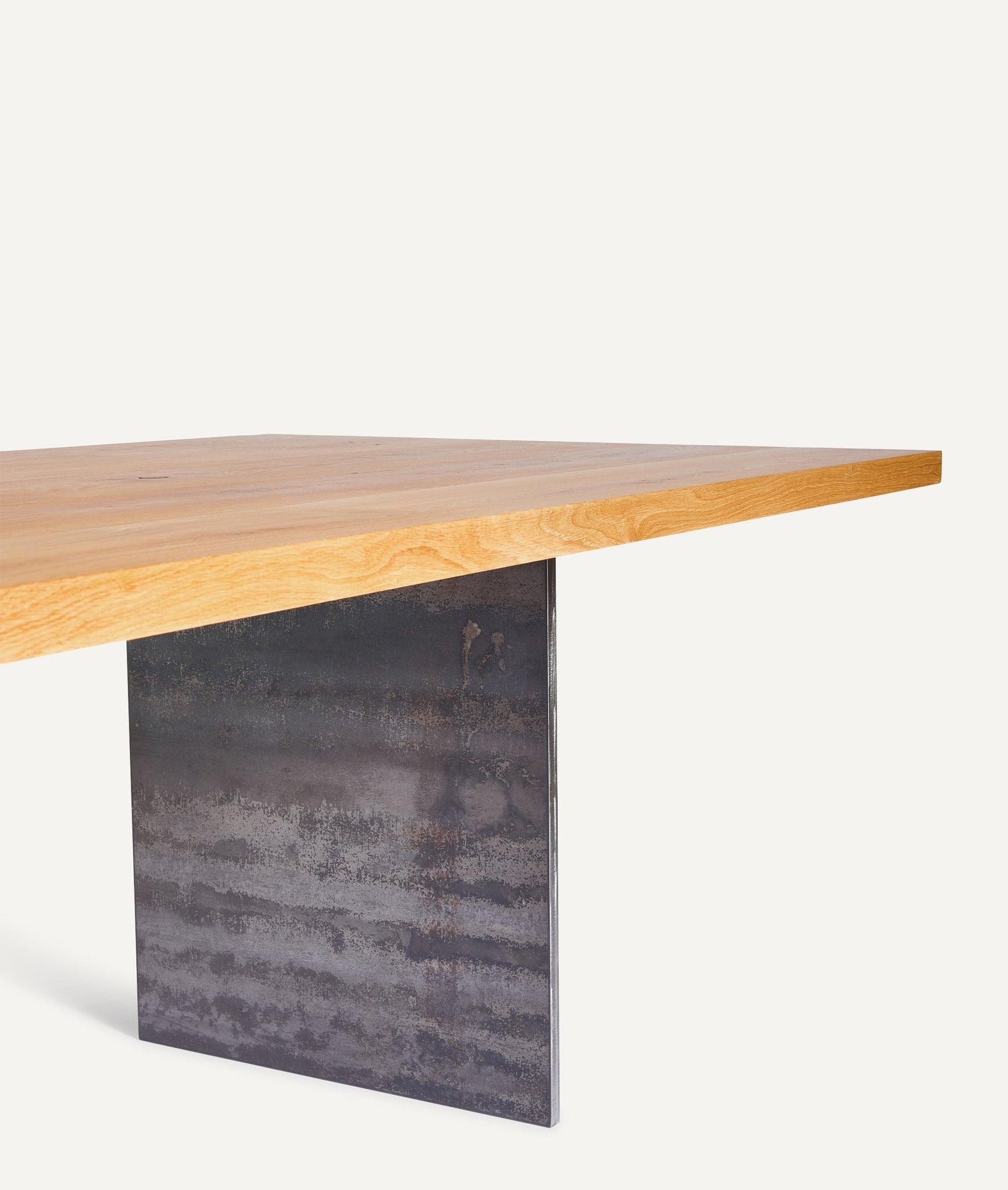 Solid Wood Table with Steel Plate Base (polished edge)