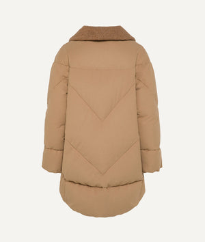 Eleventy - Down Jacket with Shearling Collar in Polyester