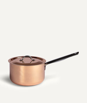 Induction one handle saucepan in Tinned Copper