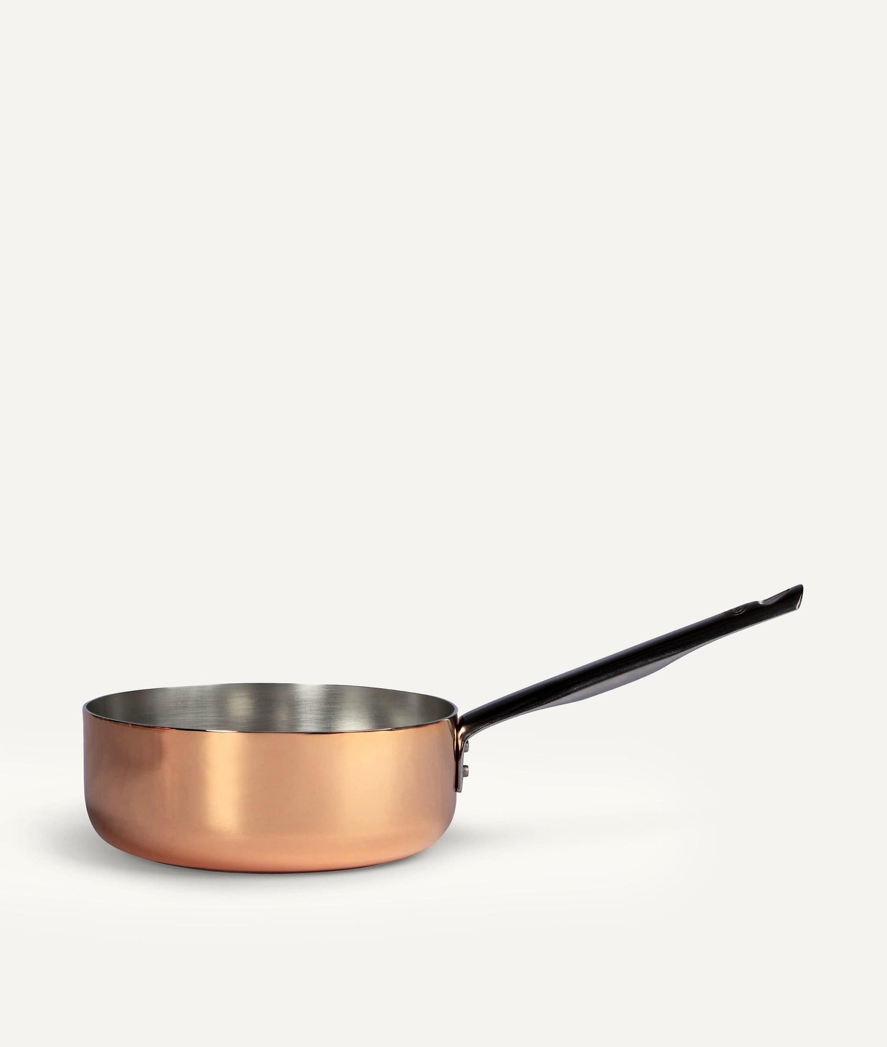 Induction One Handle Low Casserole in Tinned Copper