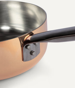 Induction One Handle Low Casserole in Tinned Copper