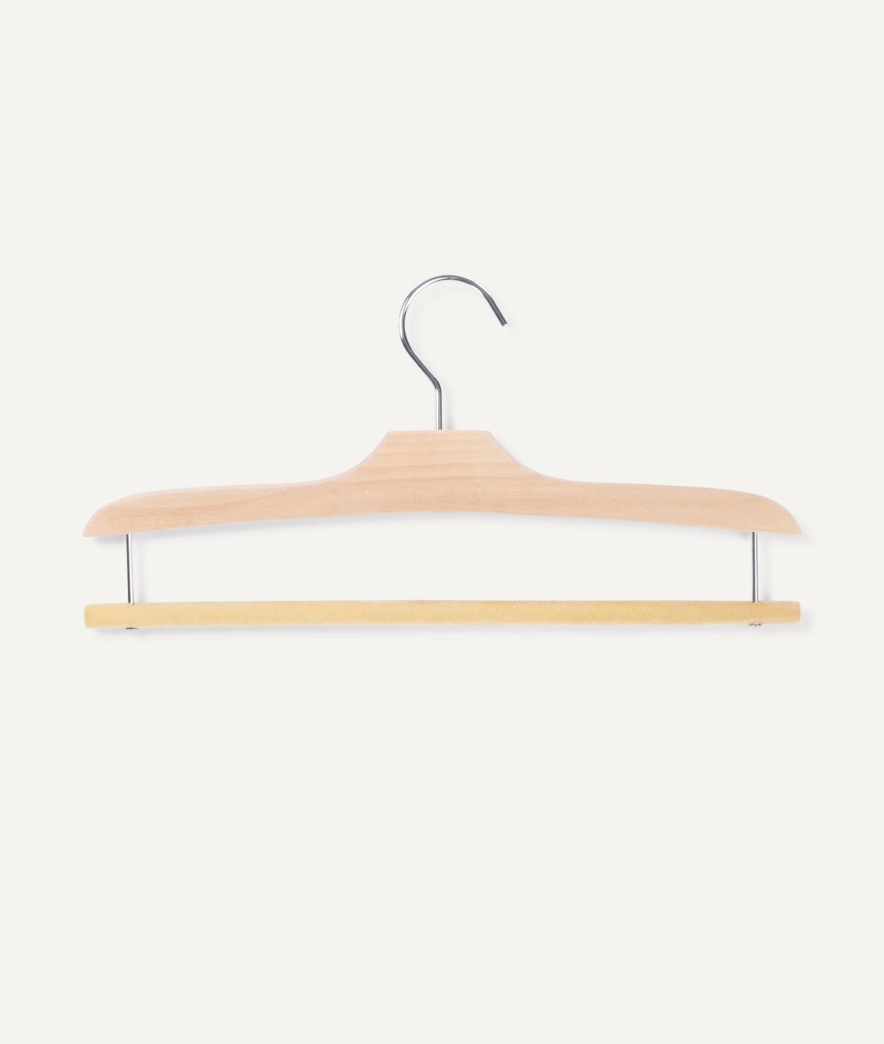 Clothes Hanger with Bar in Wood and Nickel - 5 pz.